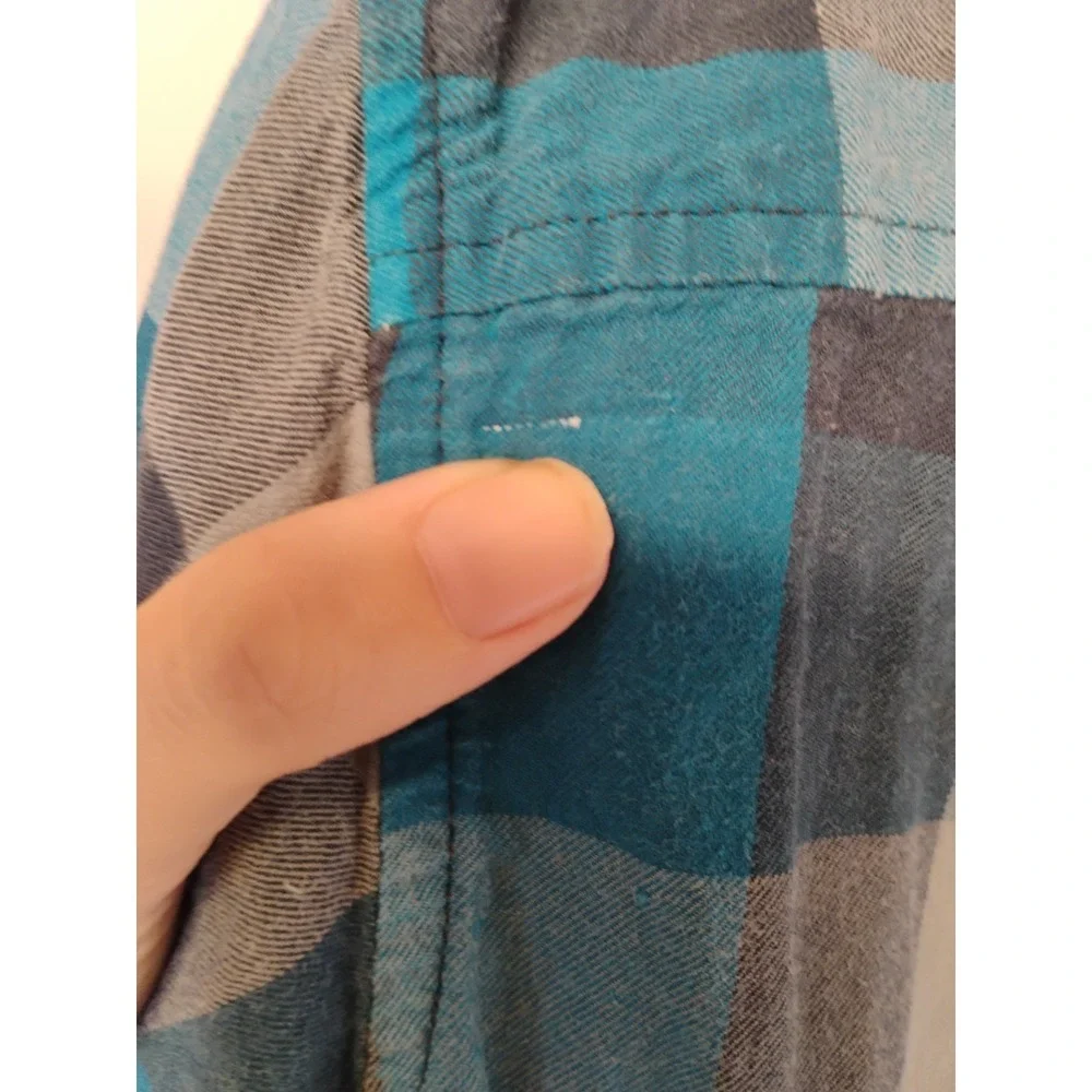 Columbia‎ Mens Medium M Black Blue Checkered Button Down Dress Shirt